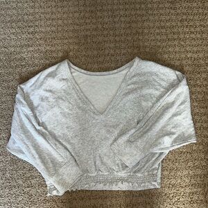 Anthropologie Light Gray V-Neck Crop Top